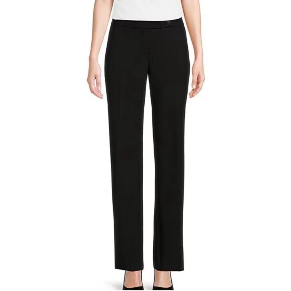 Gavin womens solid black low rise dress pants straight Slight Flare 6 Small